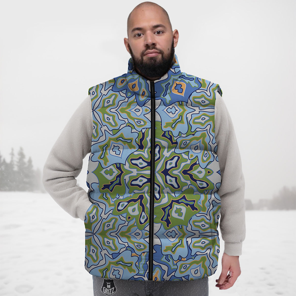 Kaleidoscope Boho Print Down Vest