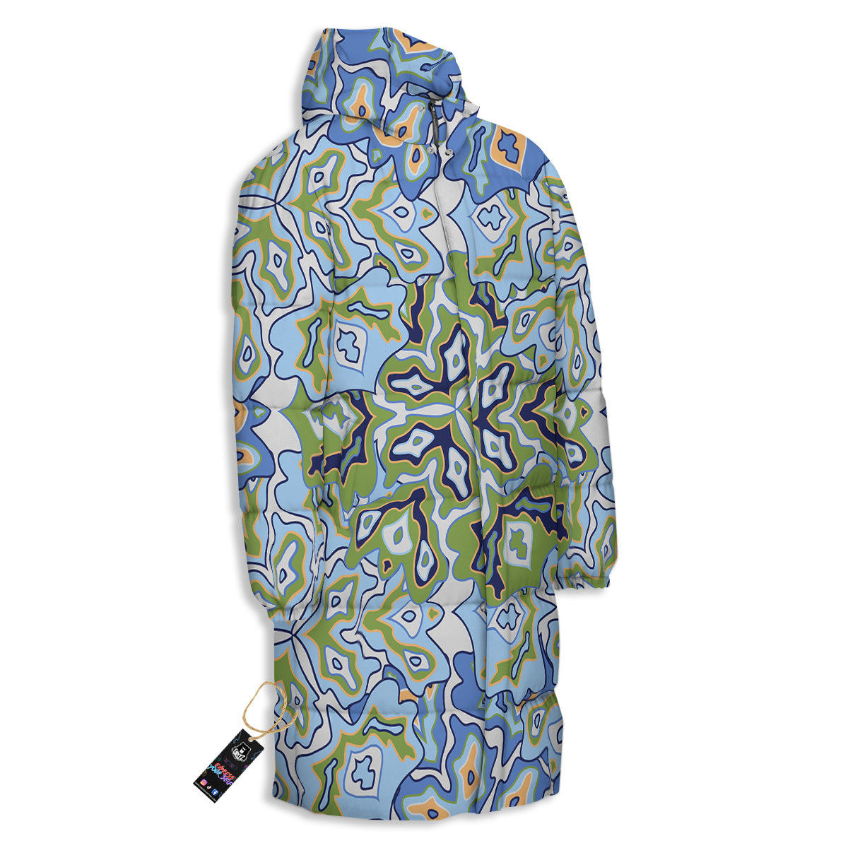Kaleidoscope Boho Print Long Down Jacket-grizzshop