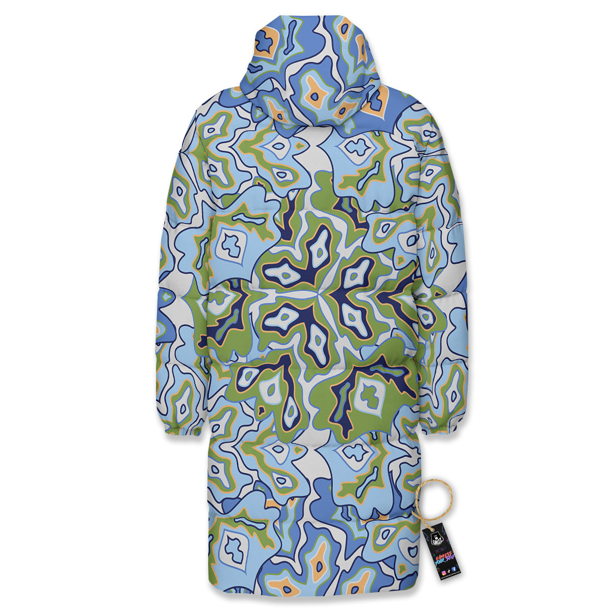 Kaleidoscope Boho Print Long Down Jacket-grizzshop