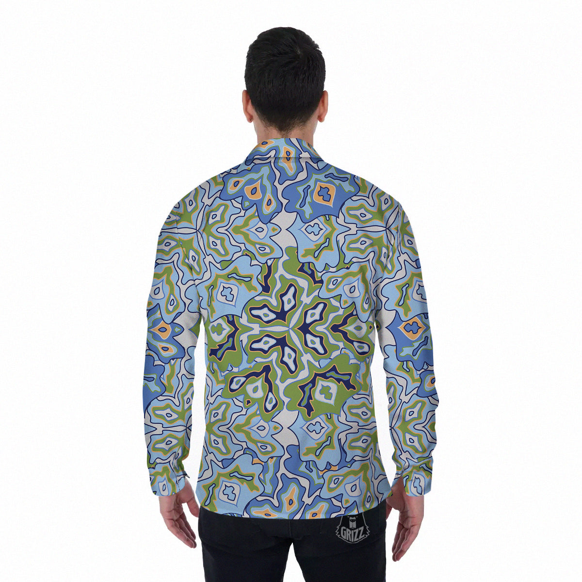 Kaleidoscope Boho Print Men's Long Sleeve Shirts-grizzshop