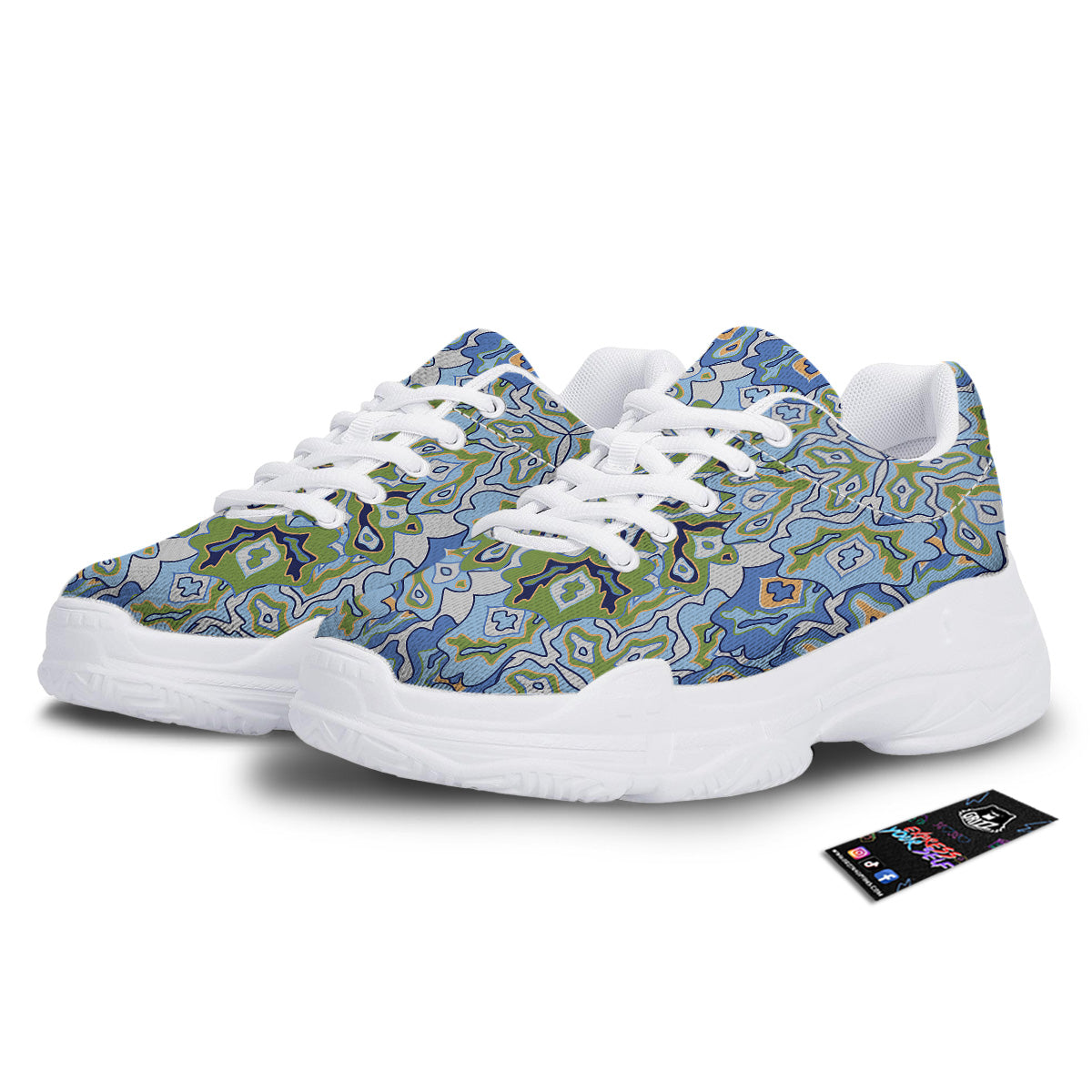 Kaleidoscope Boho Print White Chunky Shoes-grizzshop