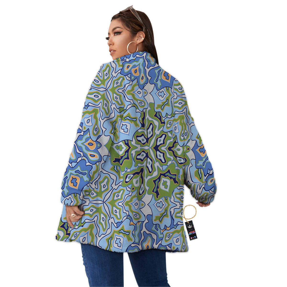 Kaleidoscope Boho Print Women's Sherpa Jacket-grizzshop