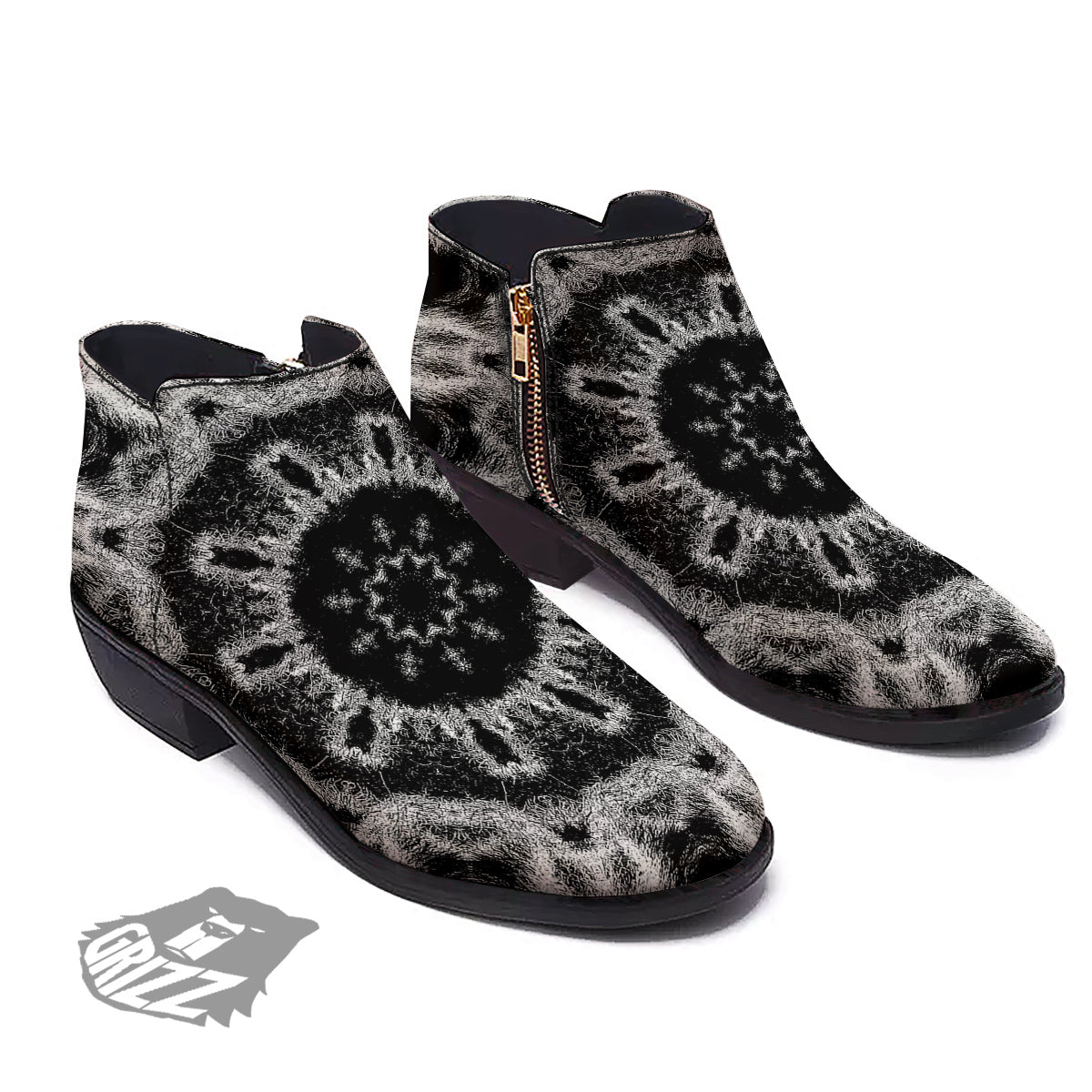 Kaleidoscope Cloud Dark Print Ankle Boots-grizzshop