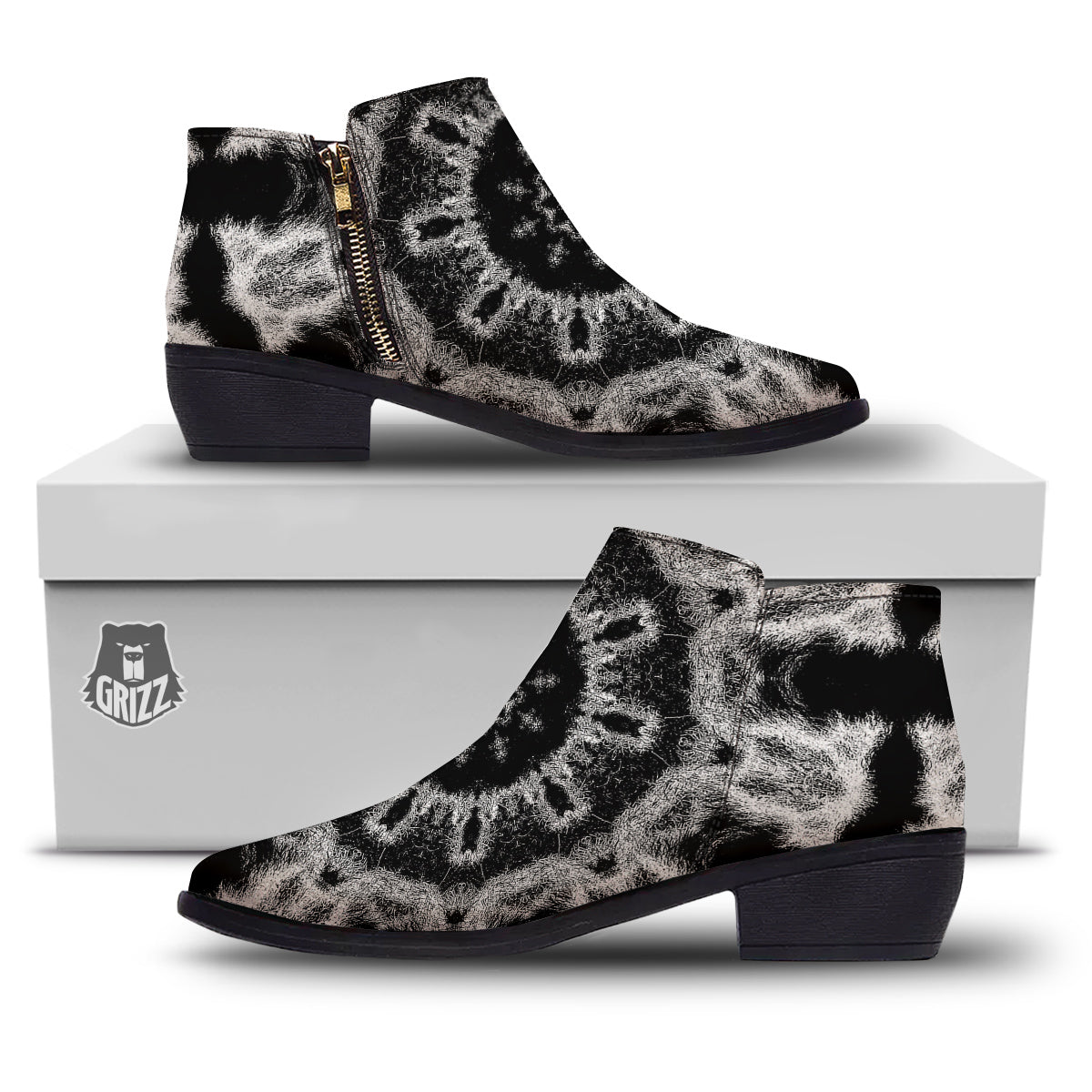 Kaleidoscope Cloud Dark Print Ankle Boots-grizzshop