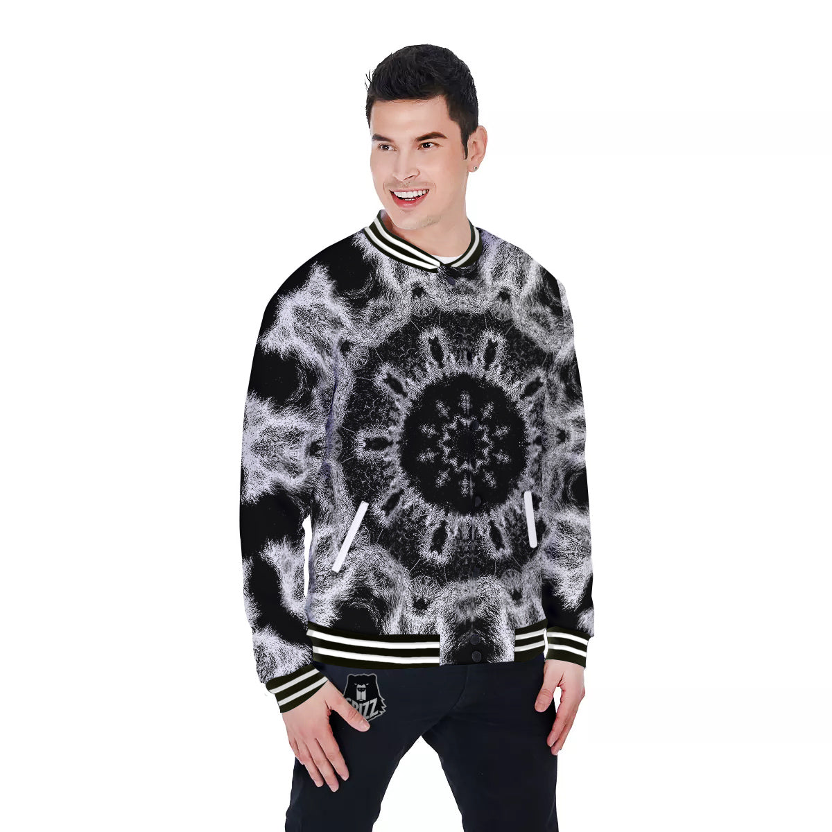 Kaleidoscope Cloud Dark Print Baseball Jacket-grizzshop