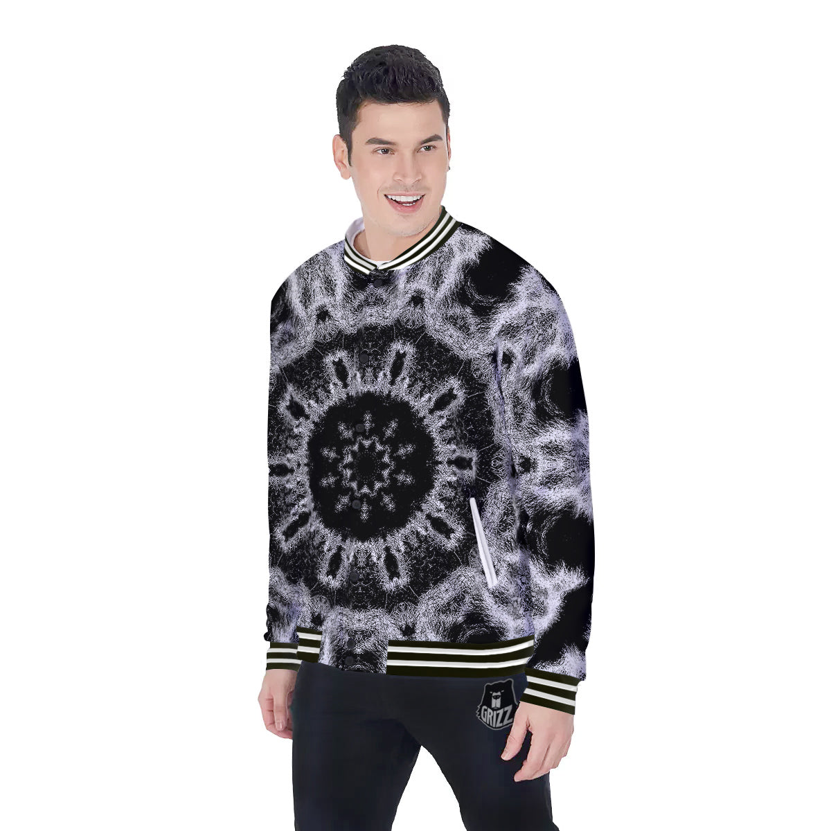 Kaleidoscope Cloud Dark Print Baseball Jacket-grizzshop
