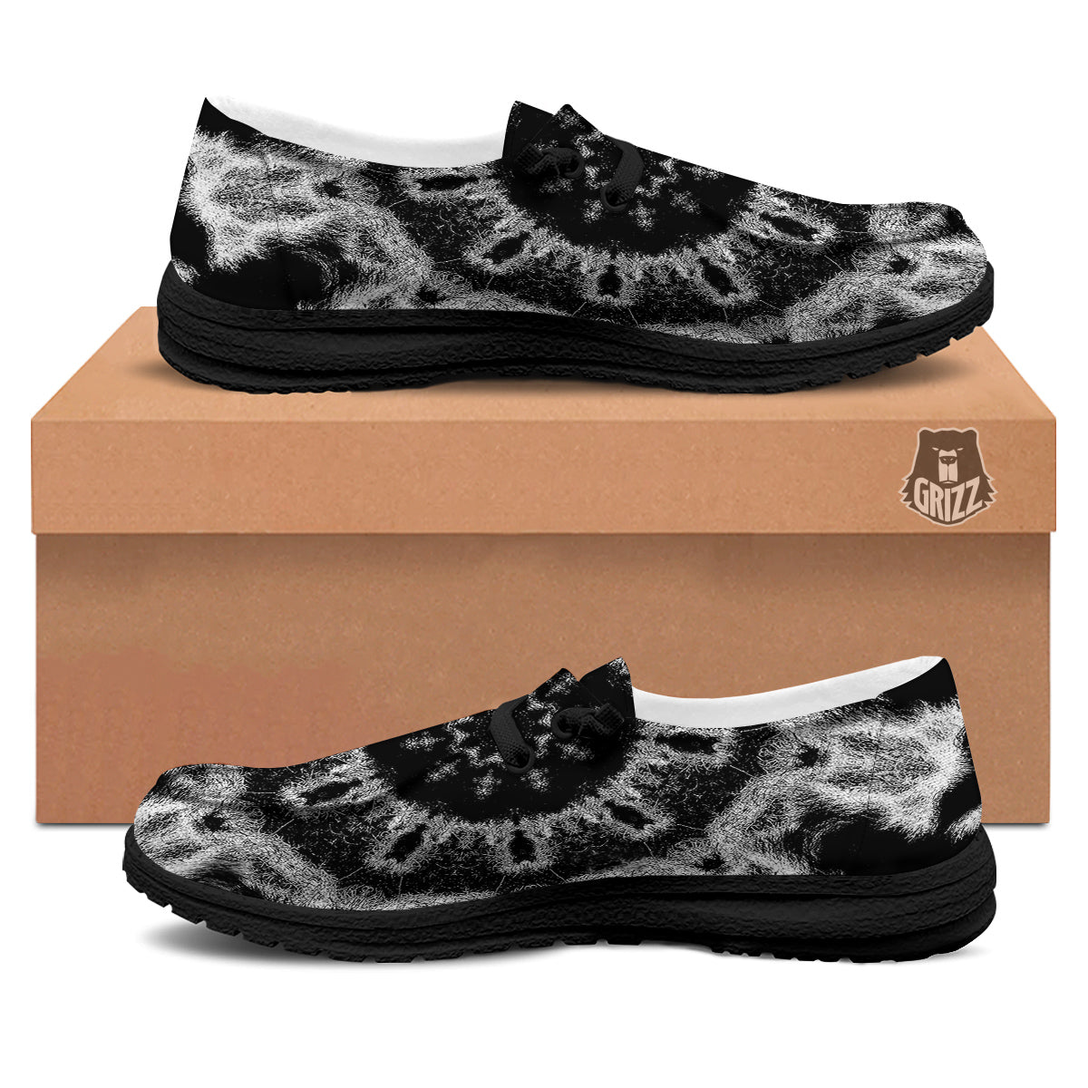 Kaleidoscope Cloud Dark Print Black Loafers-grizzshop
