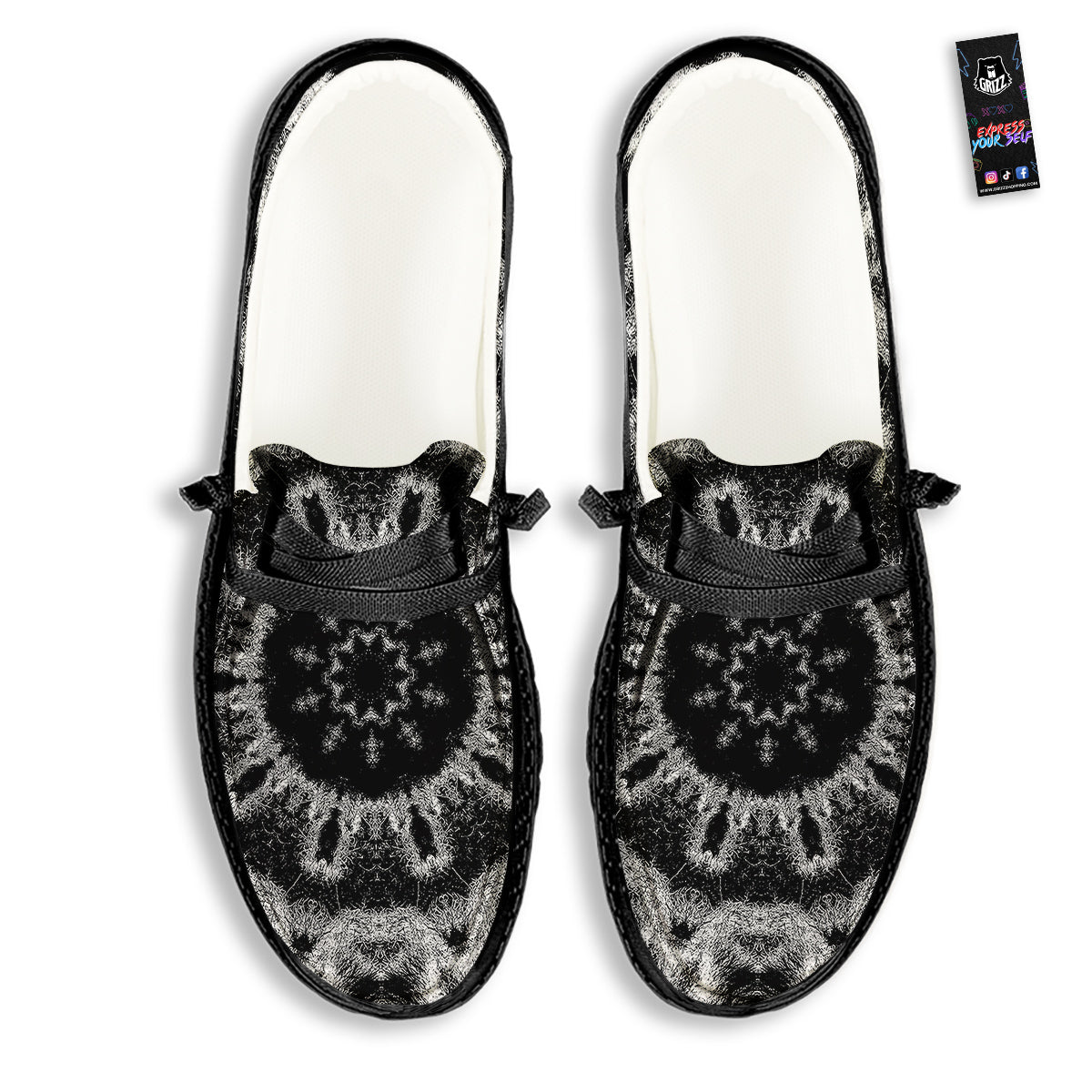 Kaleidoscope Cloud Dark Print Black Loafers-grizzshop