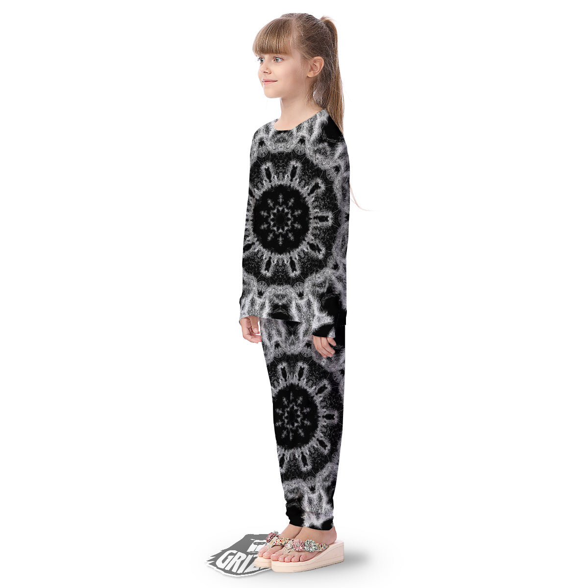 Kaleidoscope Cloud Dark Print Kid's Pajamas-grizzshop