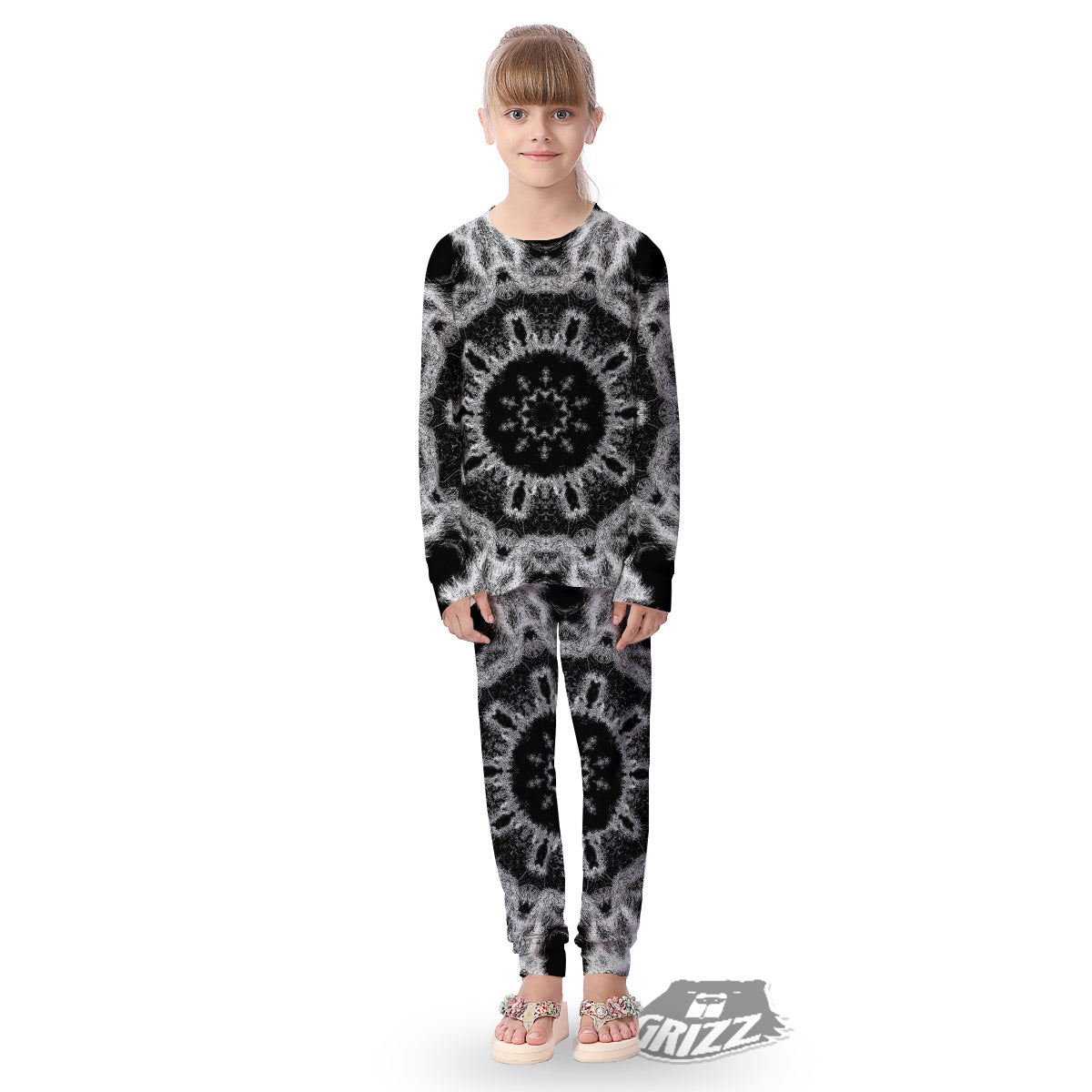 Kaleidoscope Cloud Dark Print Kid's Pajamas-grizzshop