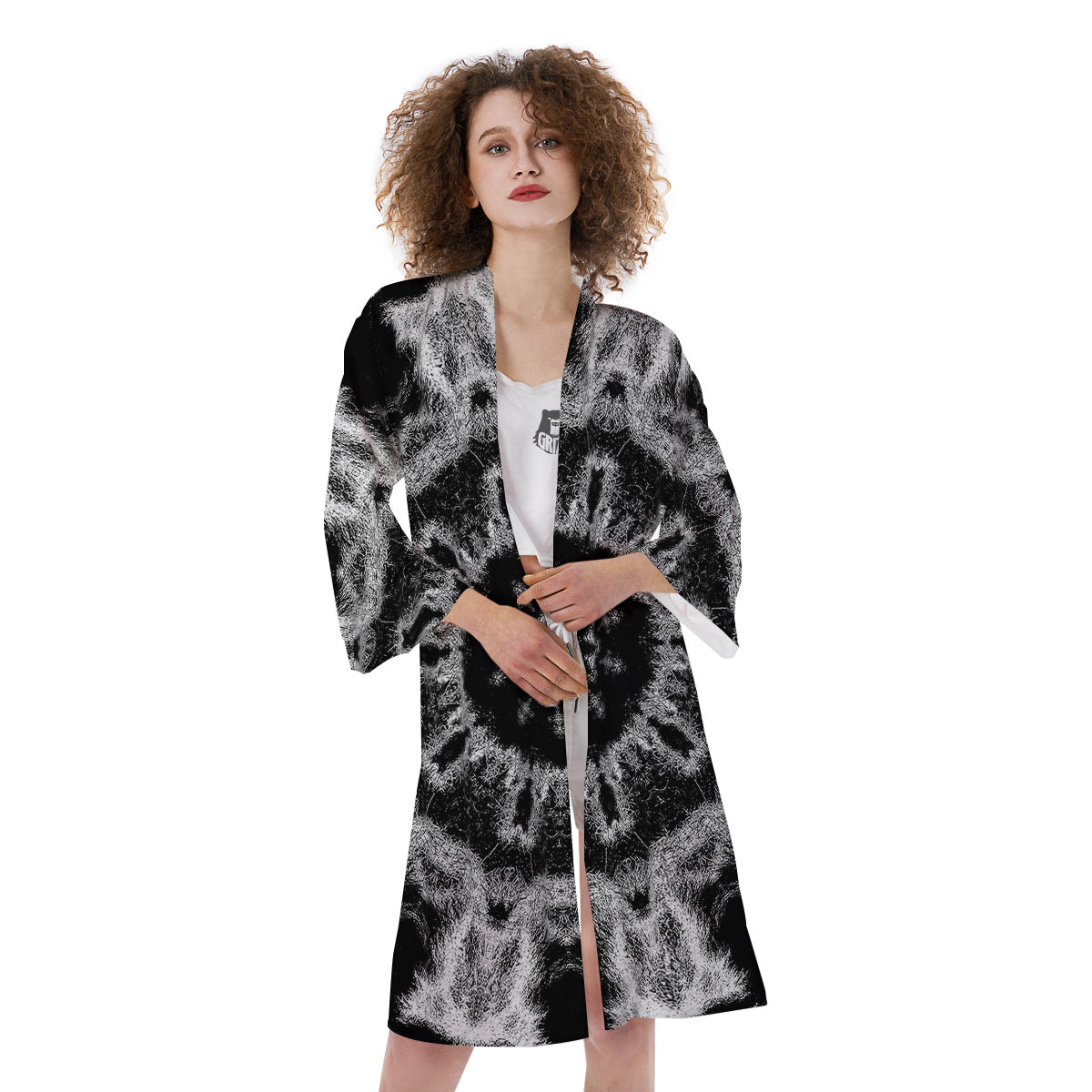 Kaleidoscope Cloud Dark Print Kimono-grizzshop