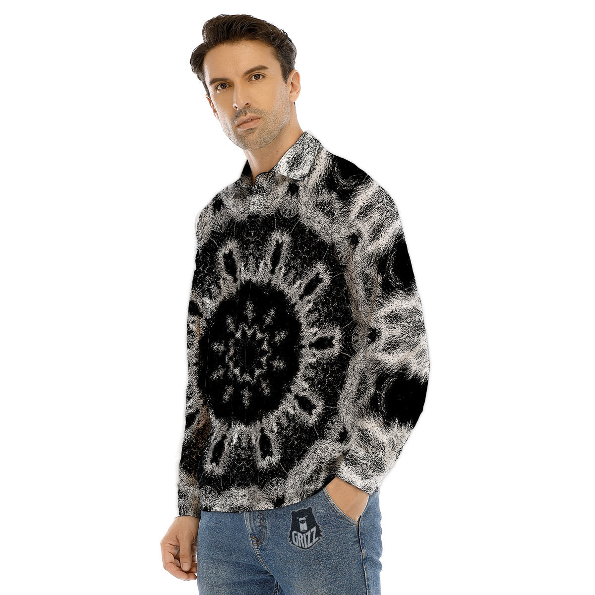 Kaleidoscope Cloud Dark Print Men's Dress Shirts-grizzshop