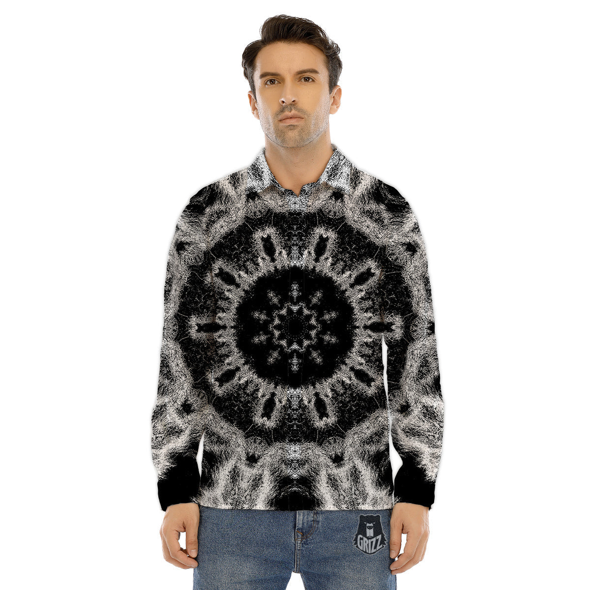 Kaleidoscope Cloud Dark Print Men's Dress Shirts-grizzshop