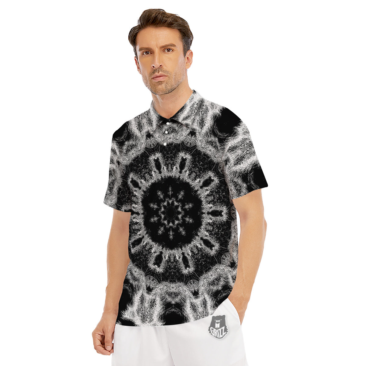 Kaleidoscope Cloud Dark Print Men's Golf Shirts-grizzshop