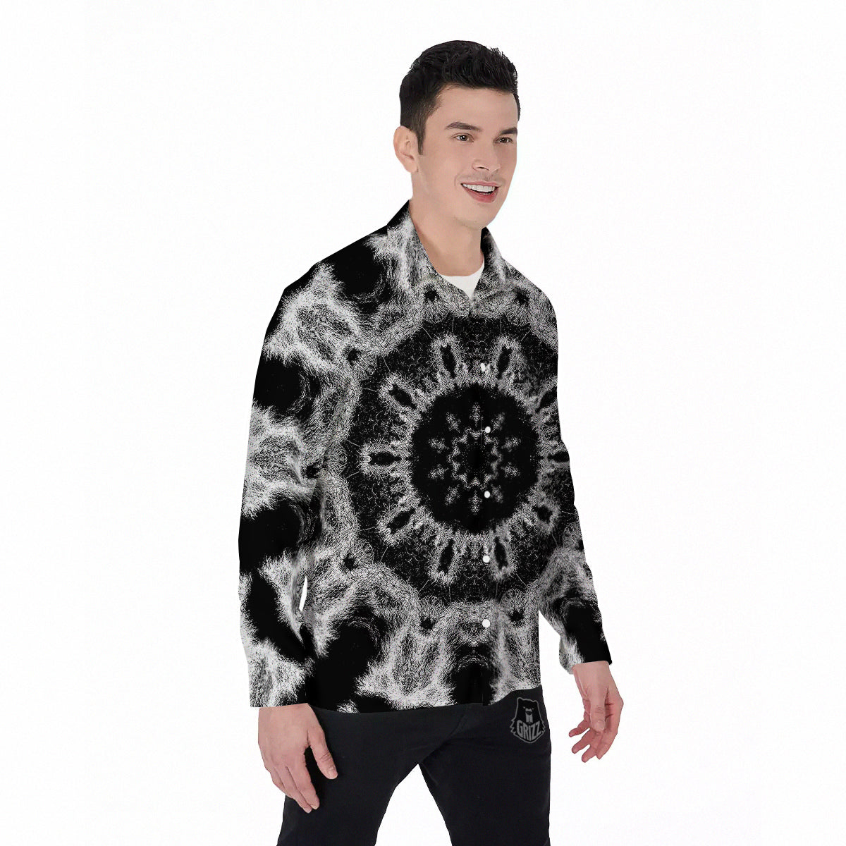 Kaleidoscope Cloud Dark Print Men's Long Sleeve Shirts-grizzshop
