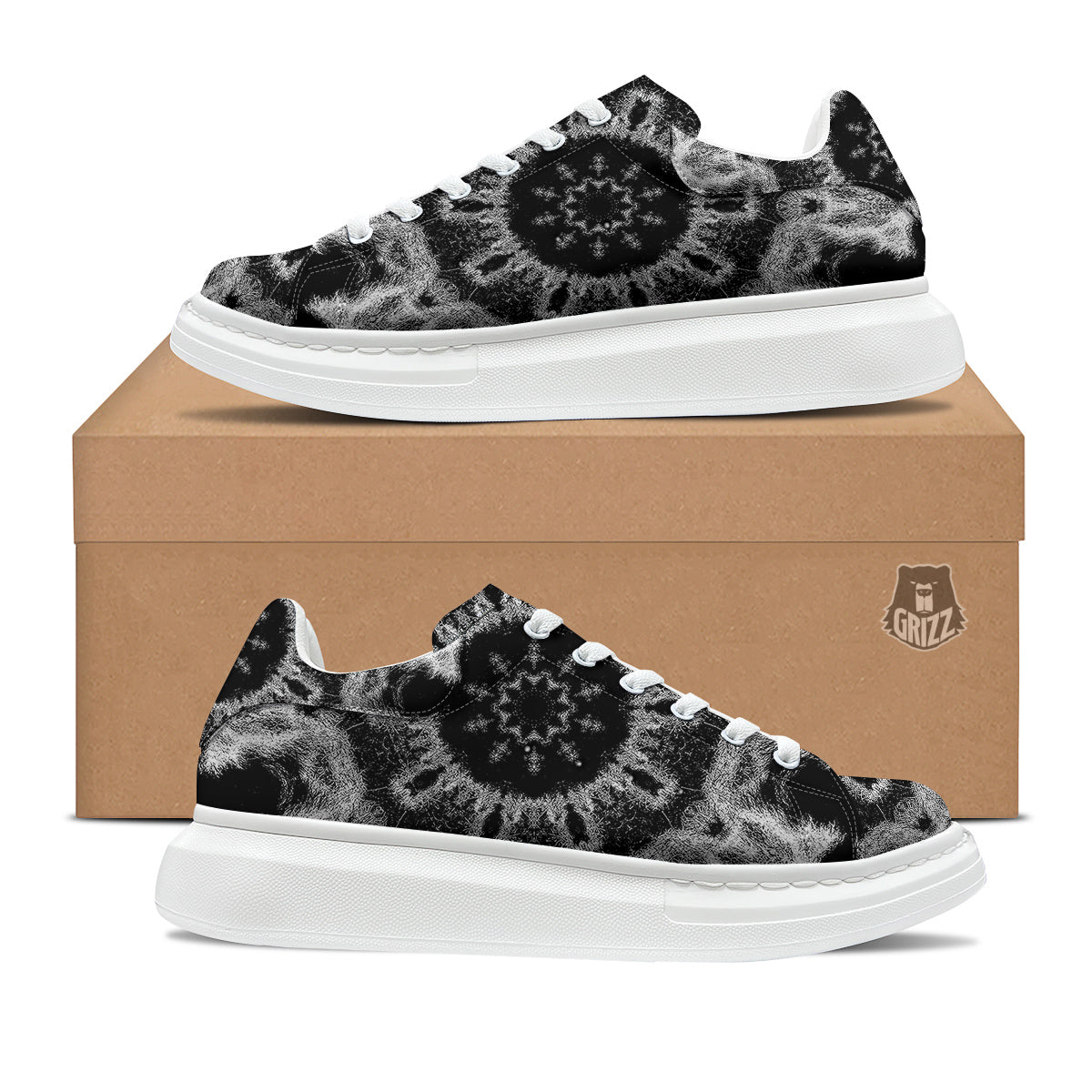 Kaleidoscope Cloud Dark Print Platform Shoes-grizzshop