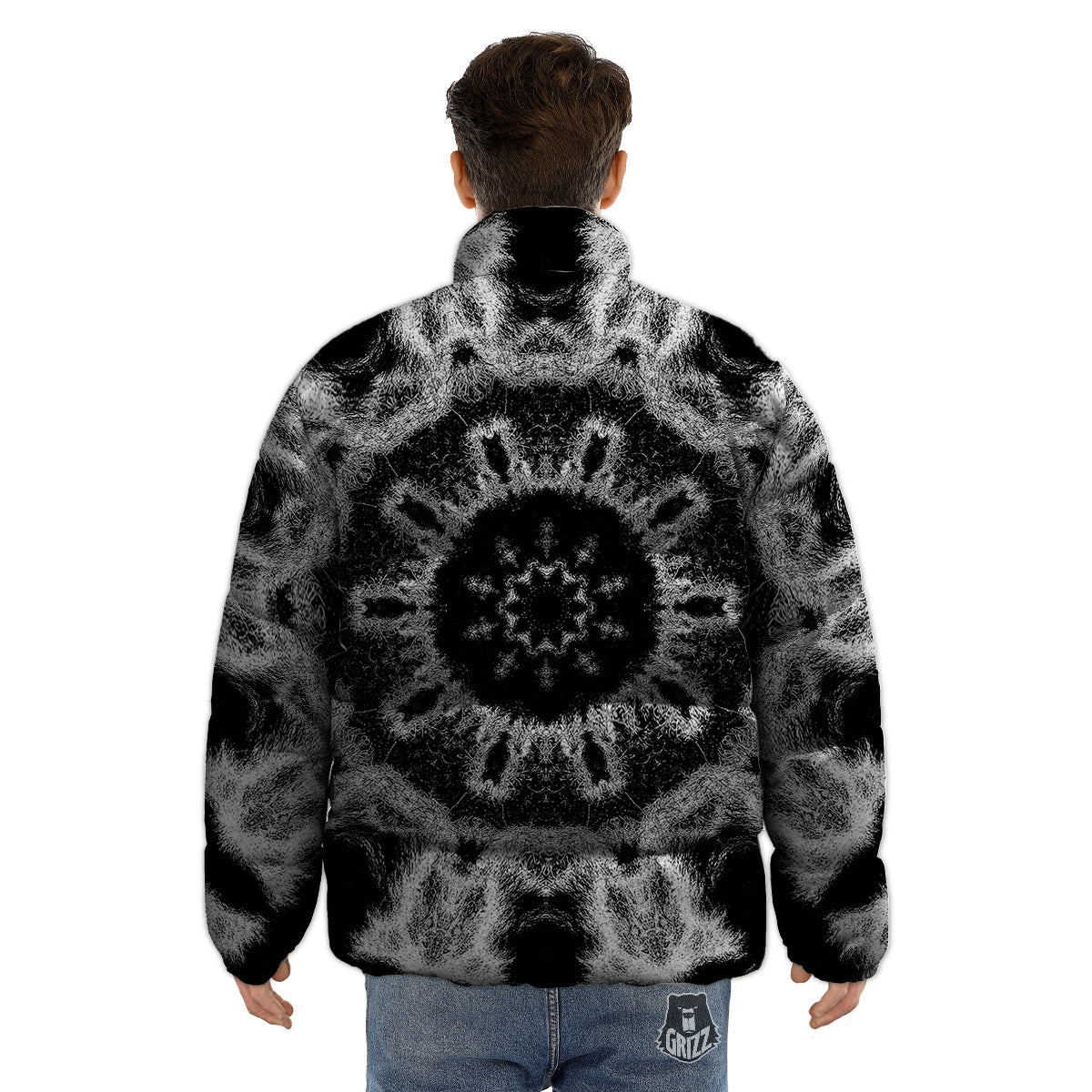 Kaleidoscope Cloud Dark Print Puffer Jacket-grizzshop