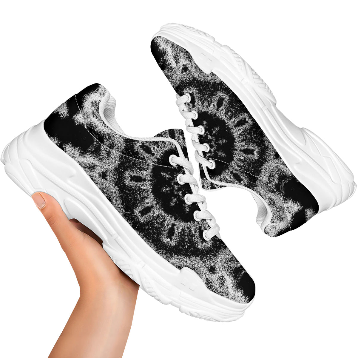 Kaleidoscope Cloud Dark Print White Chunky Shoes-grizzshop