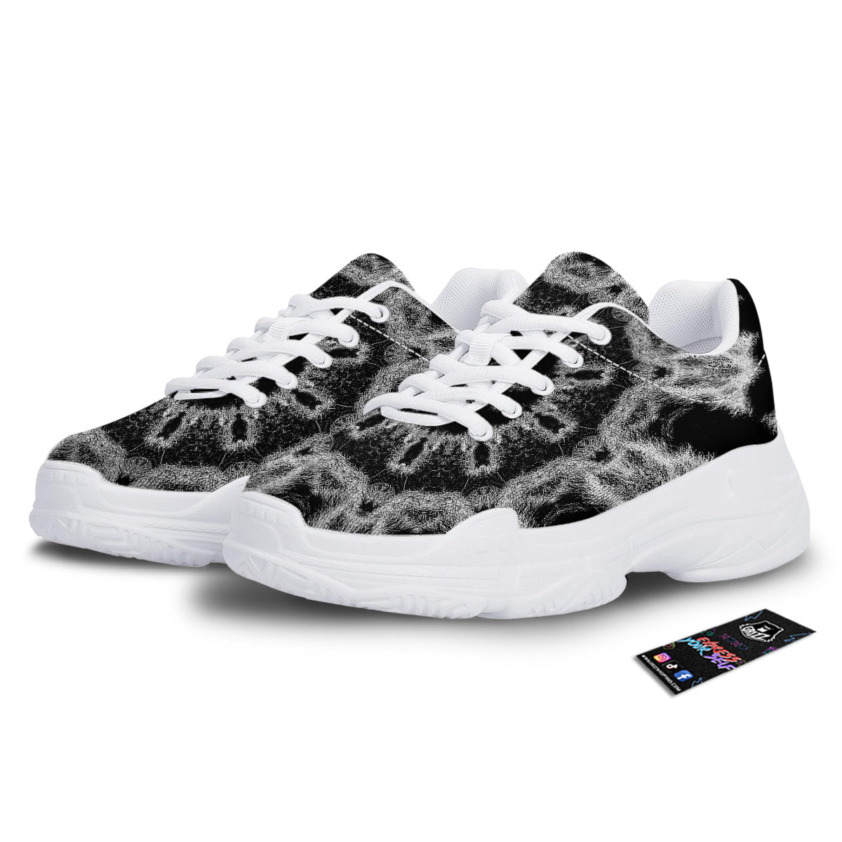 Kaleidoscope Cloud Dark Print White Chunky Shoes-grizzshop
