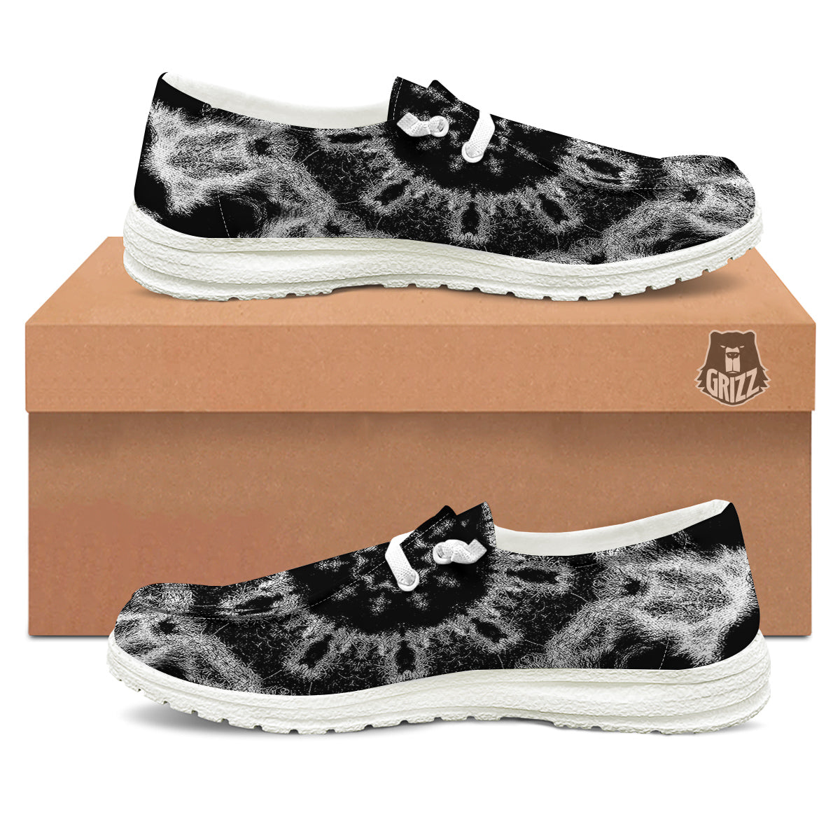 Kaleidoscope Cloud Dark Print White Loafers-grizzshop