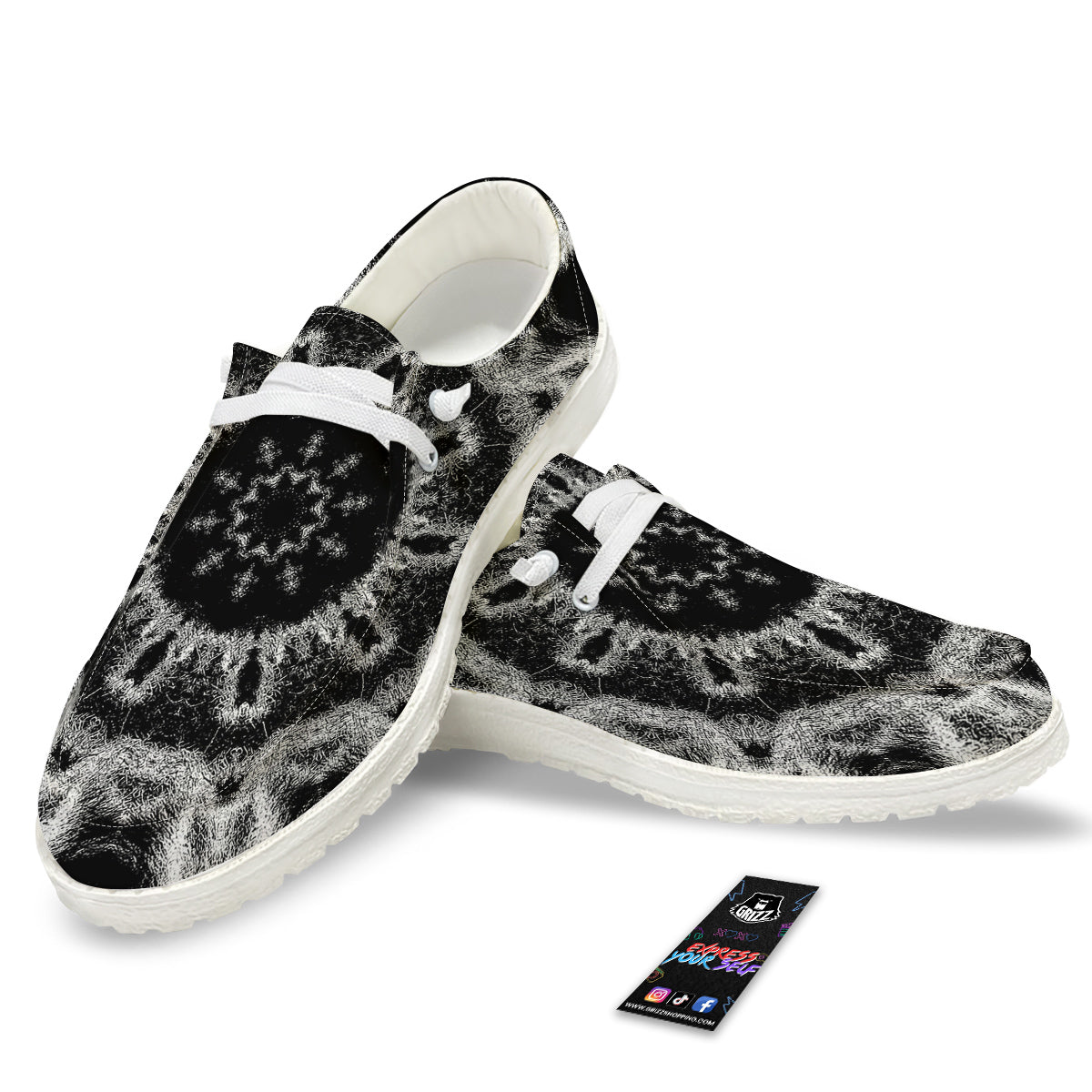 Kaleidoscope Cloud Dark Print White Loafers-grizzshop