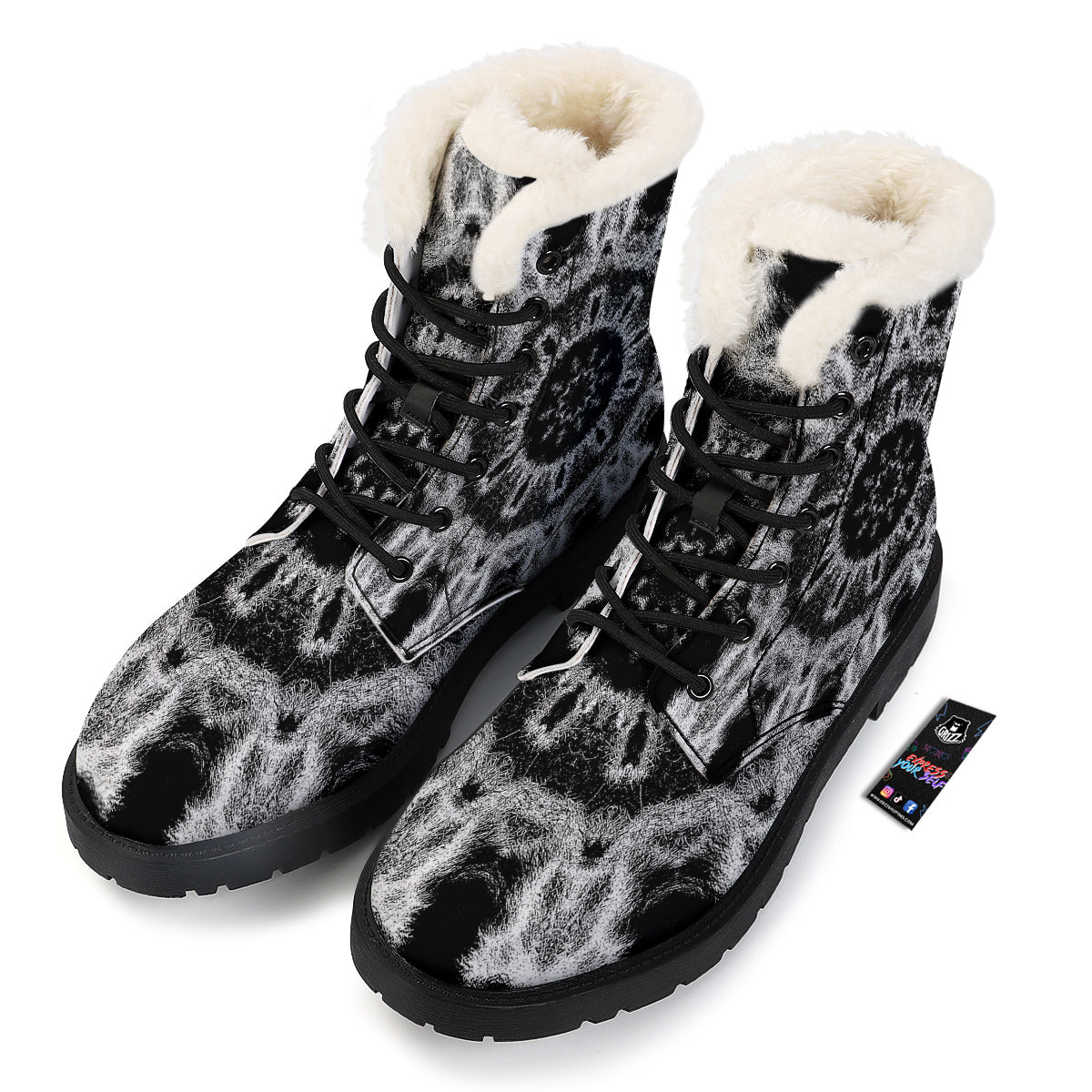 Kaleidoscope Cloud Dark Print Winter Boots-grizzshop
