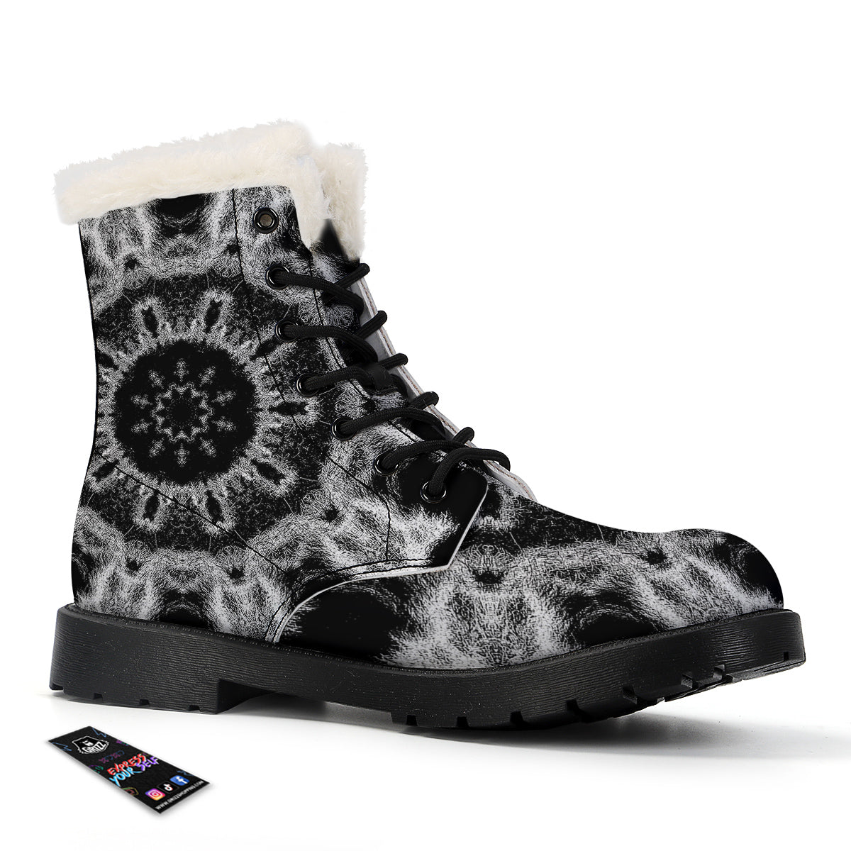 Kaleidoscope Cloud Dark Print Winter Boots-grizzshop