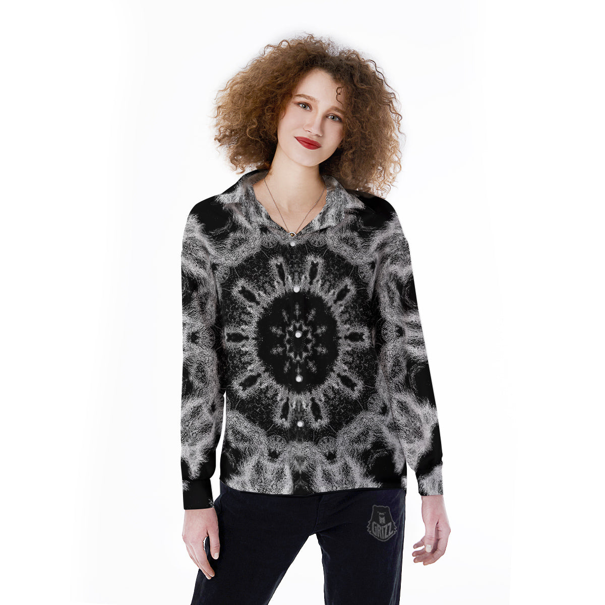 Kaleidoscope Cloud Dark Print Women's Long Sleeve Shirts-grizzshop