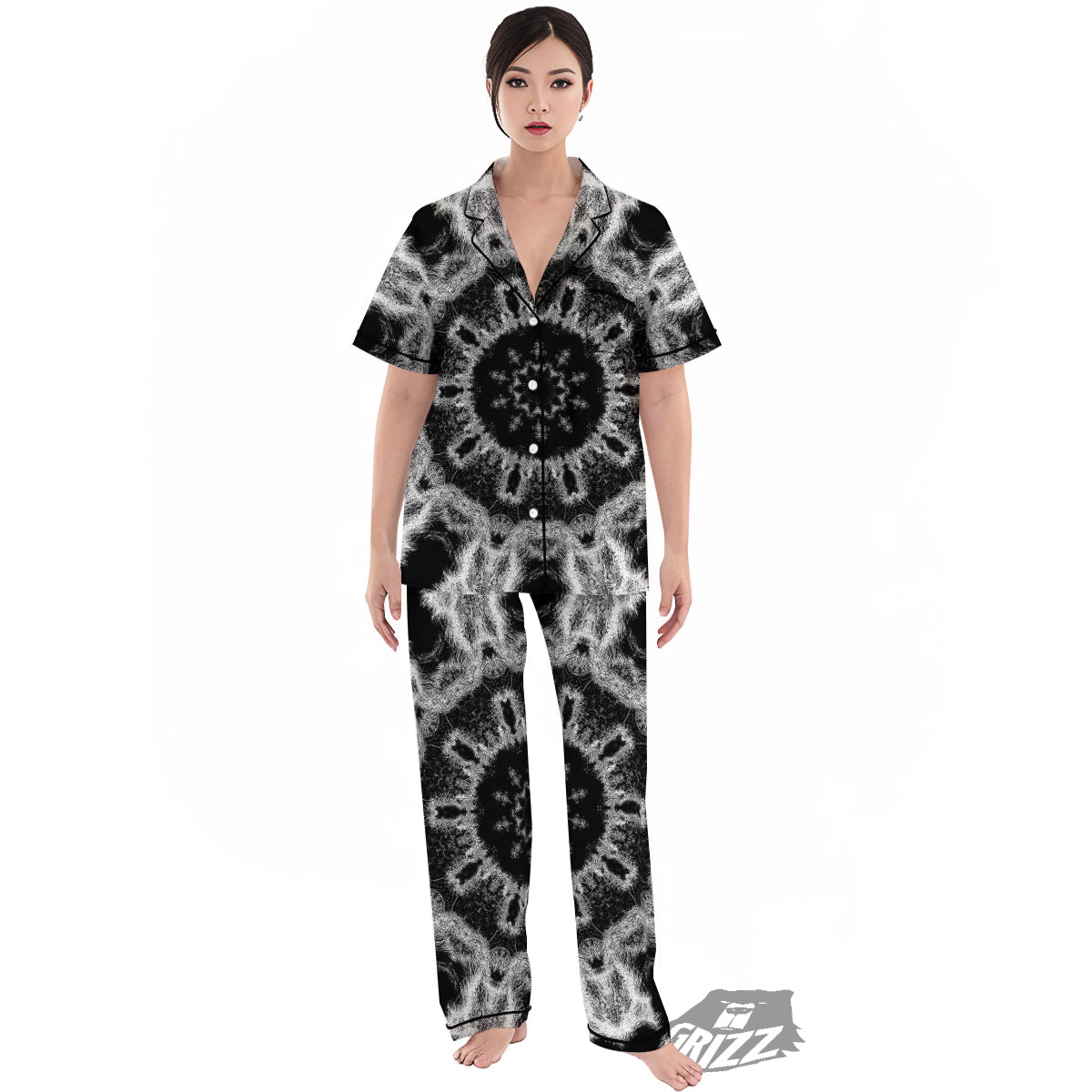 Kaleidoscope Cloud Dark Print Women's Pajamas Set-grizzshop