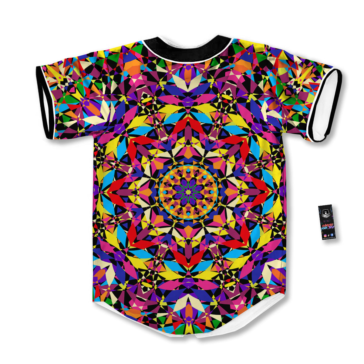 Kaleidoscope Colorful Print Baseball Jersey-grizzshop