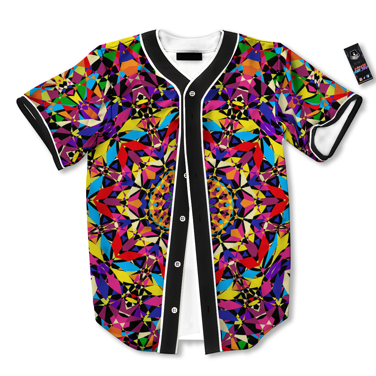 Kaleidoscope Colorful Print Baseball Jersey-grizzshop
