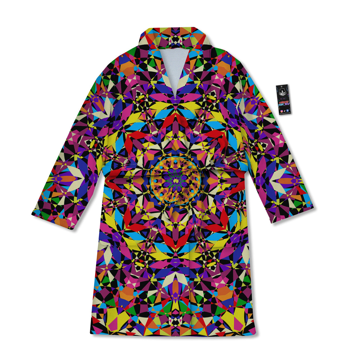 Kaleidoscope Colorful Print Bathrobe-grizzshop