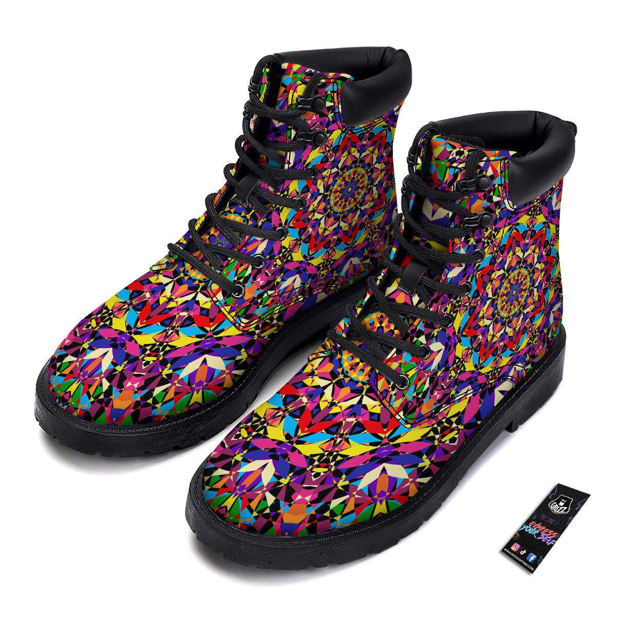 Kaleidoscope Colorful Print Boots-grizzshop