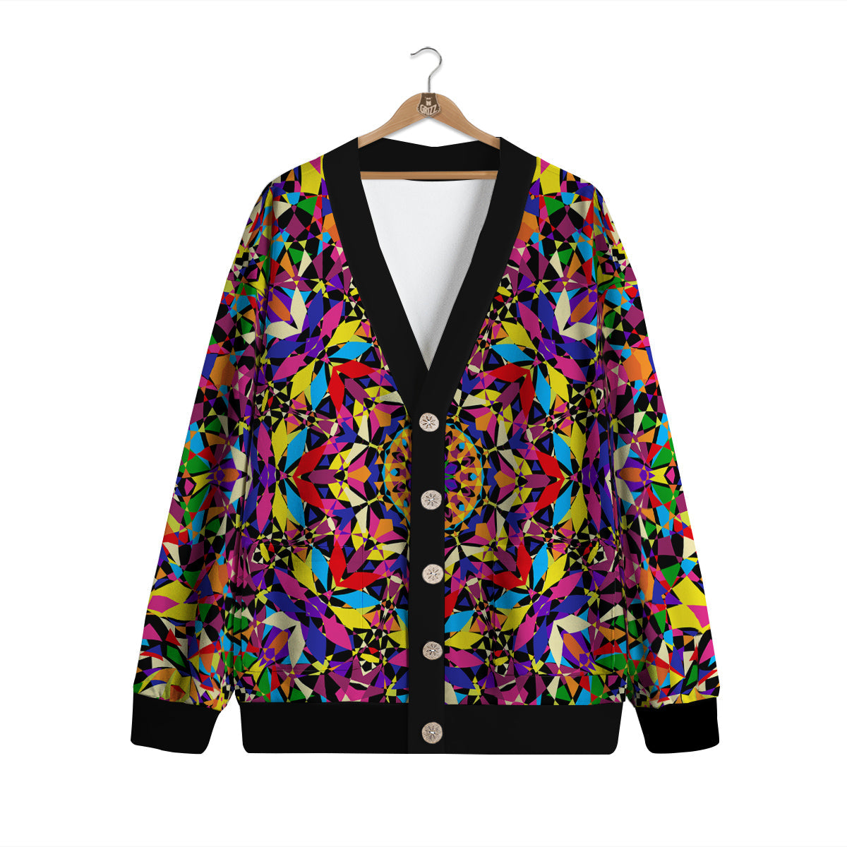 Kaleidoscope Colorful Print Cardigan-grizzshop