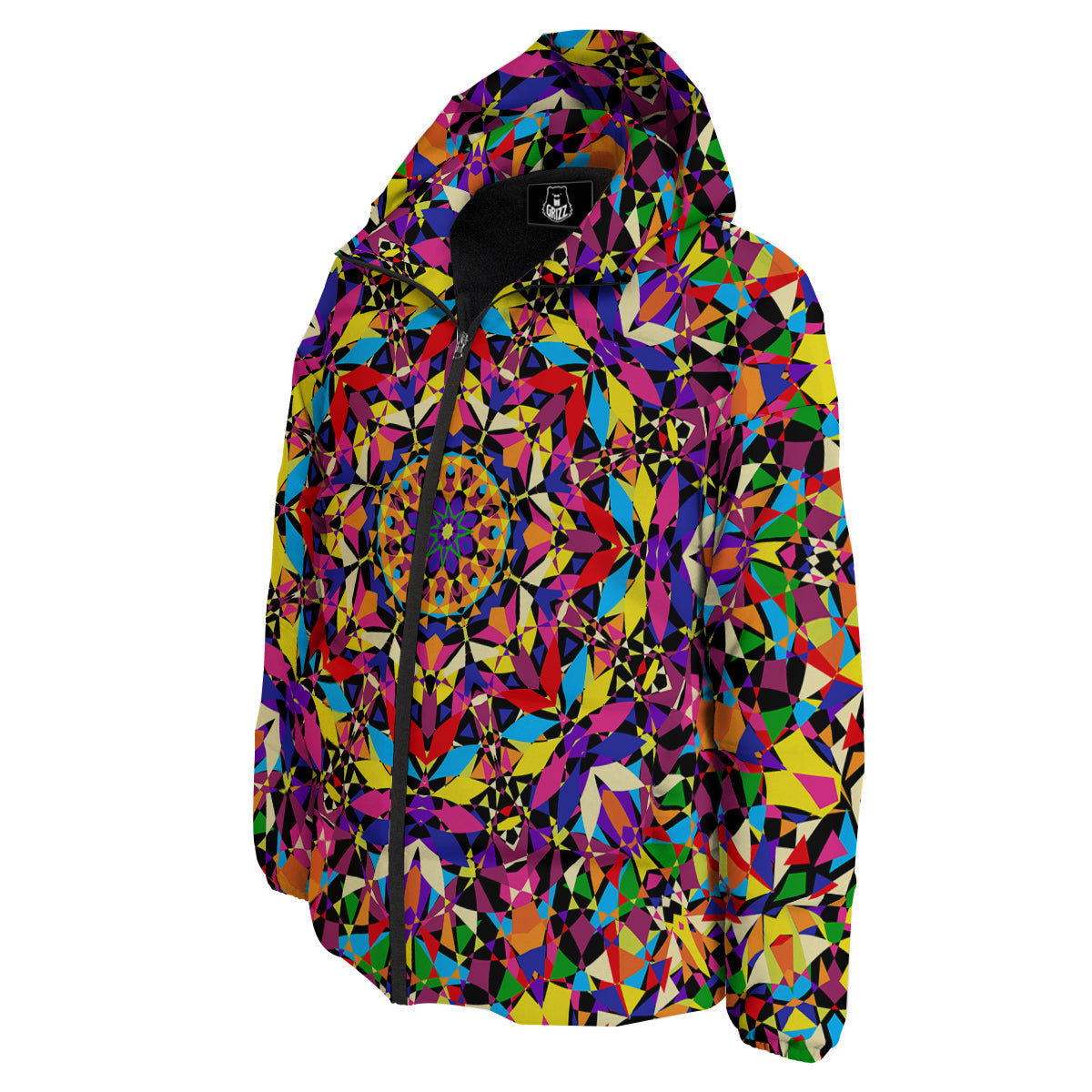 Kaleidoscope Colorful Print Down Jacket-grizzshop