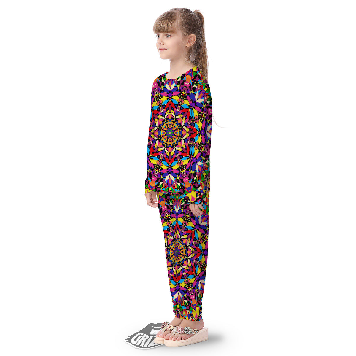 Kaleidoscope Colorful Print Kid's Pajamas-grizzshop