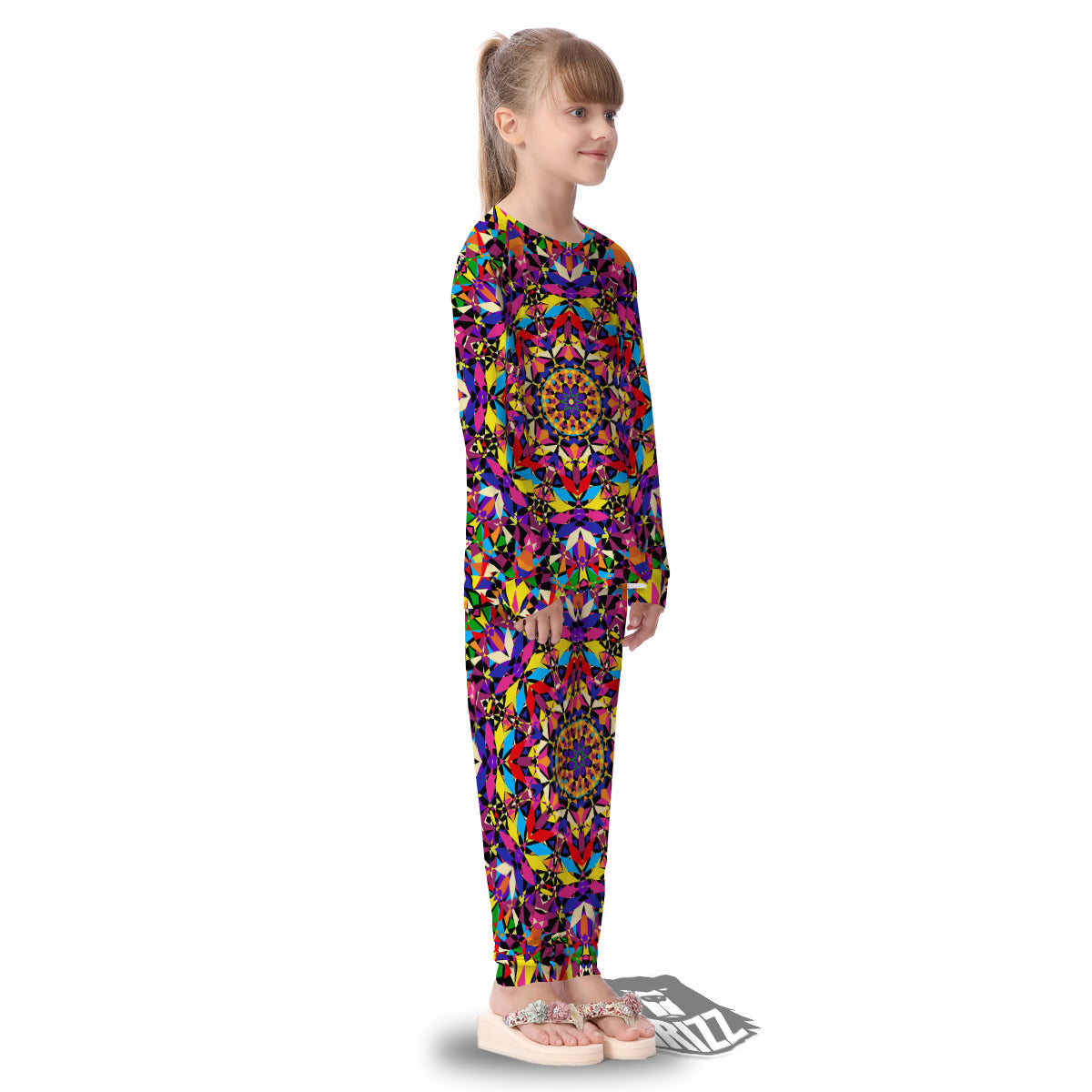 Kaleidoscope Colorful Print Kid's Pajamas-grizzshop