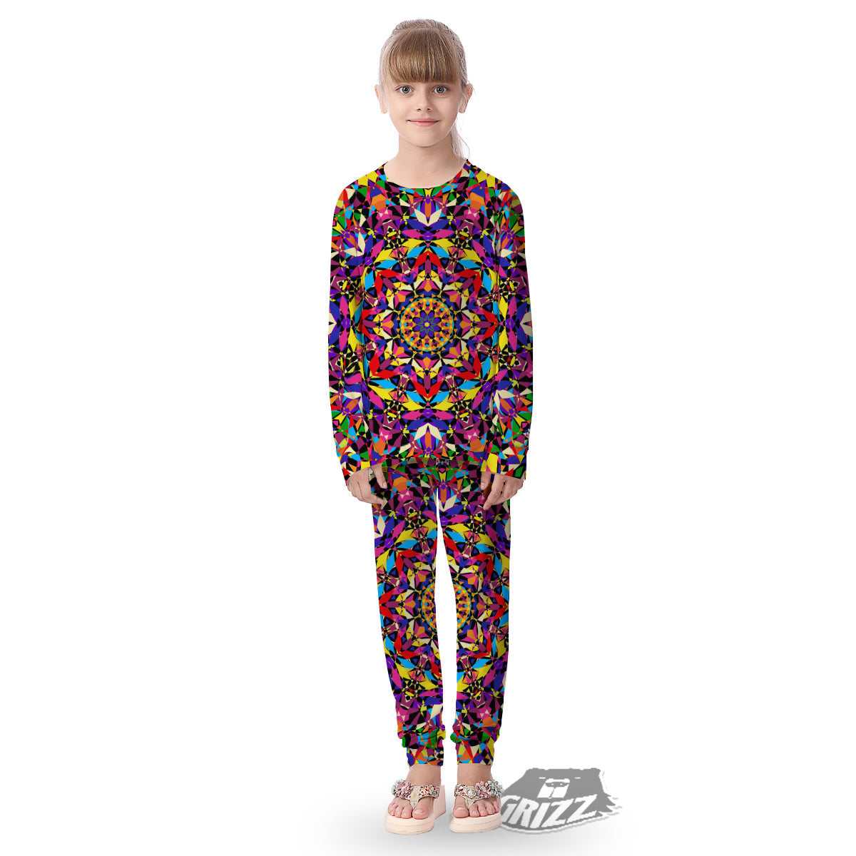 Kaleidoscope Colorful Print Kid's Pajamas-grizzshop