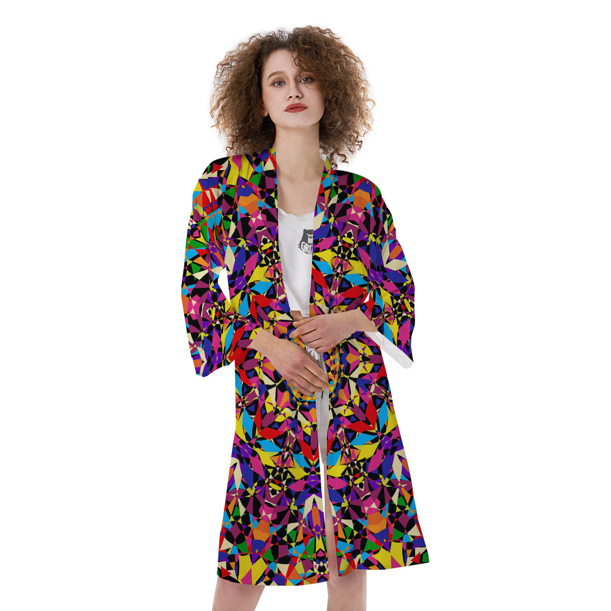 Kaleidoscope Colorful Print Kimono-grizzshop