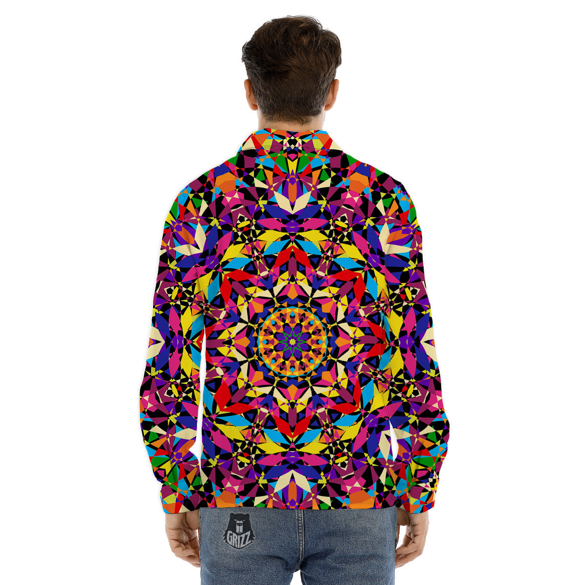 Kaleidoscope Colorful Print Men's Dress Shirts-grizzshop