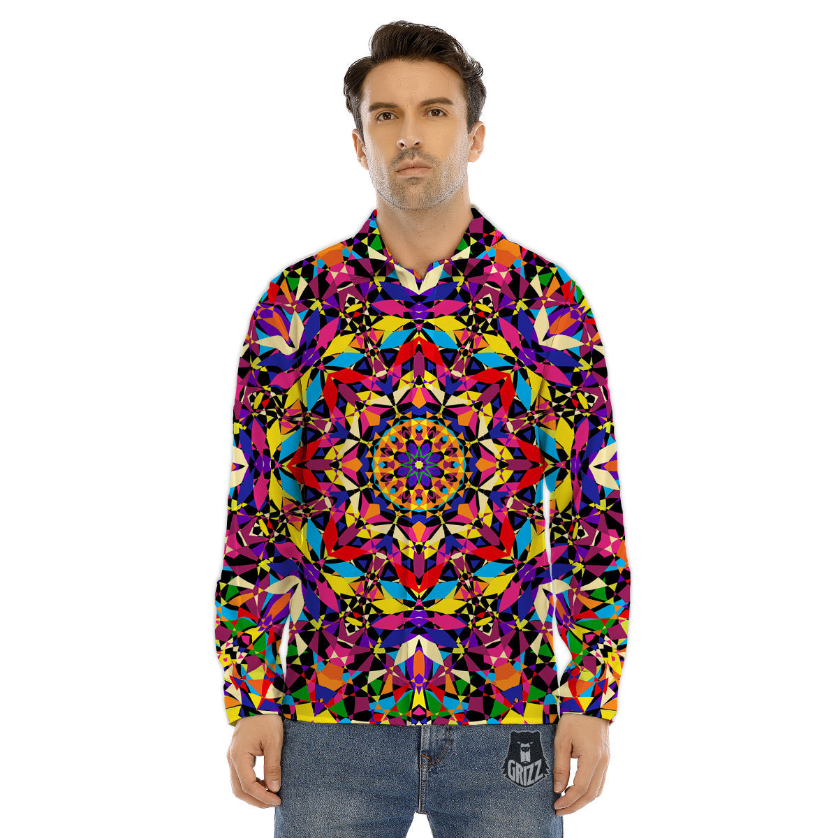 Kaleidoscope Colorful Print Men's Dress Shirts-grizzshop