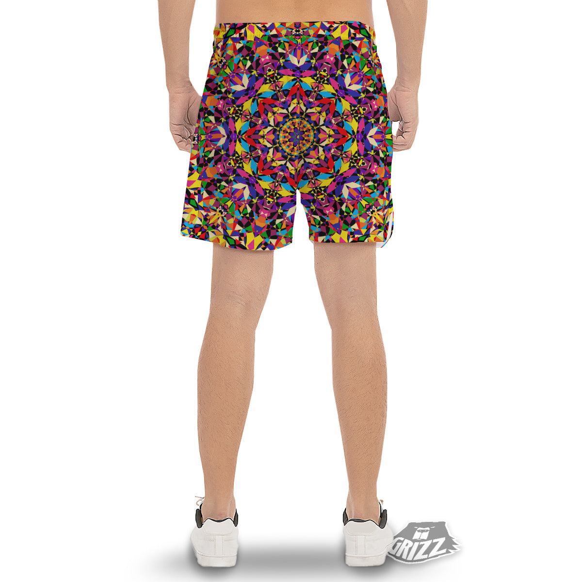 Kaleidoscope Colorful Print Men's Gym Shorts-grizzshop