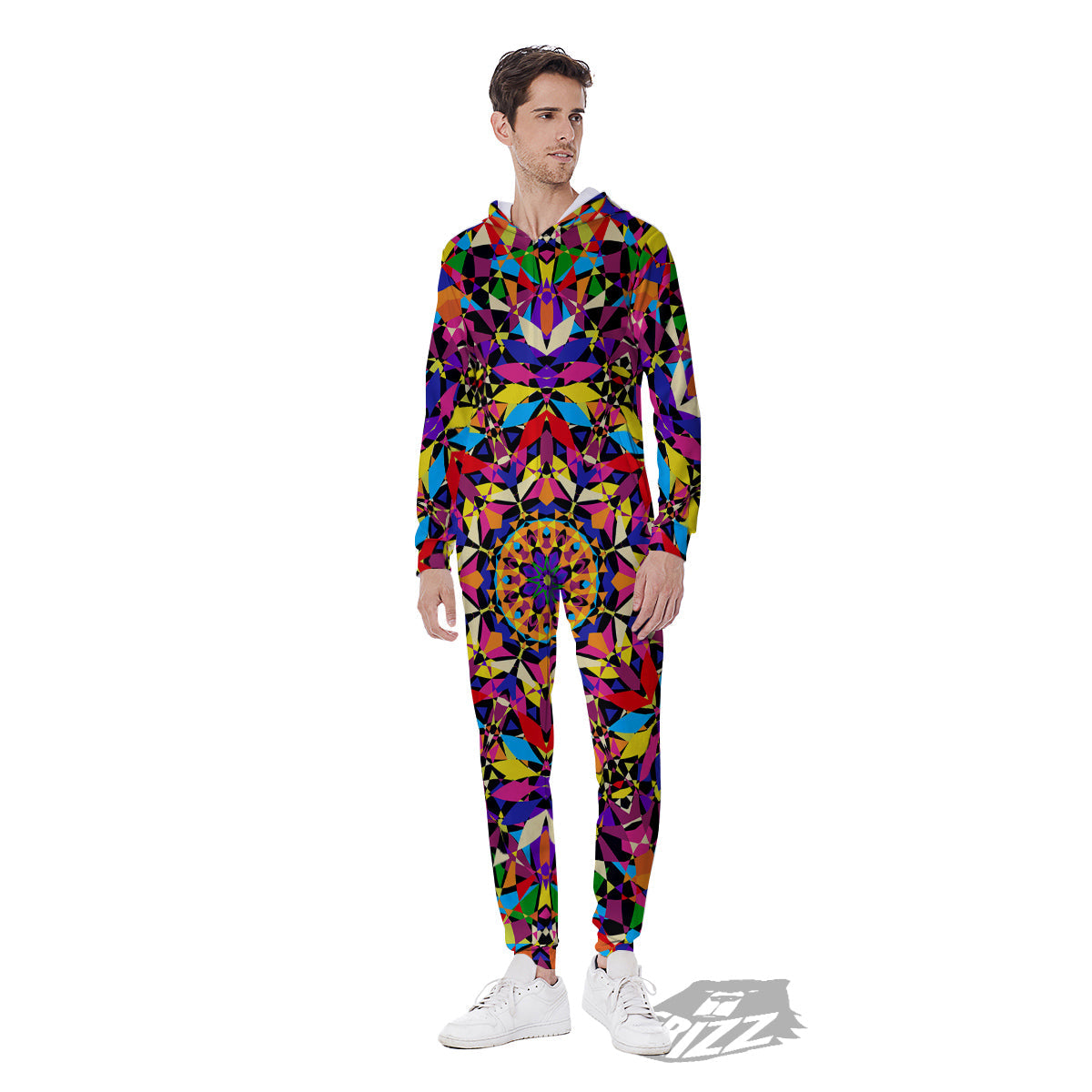 Kaleidoscope Colorful Print Men's Jumpsuit-grizzshop