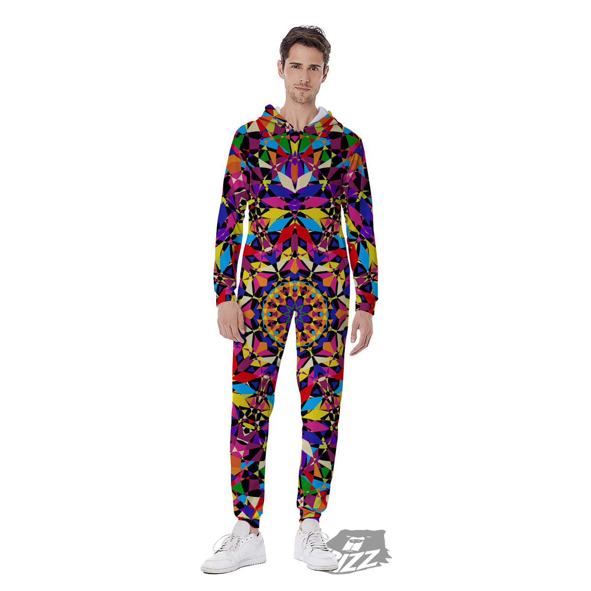 Kaleidoscope Colorful Print Men's Jumpsuit-grizzshop