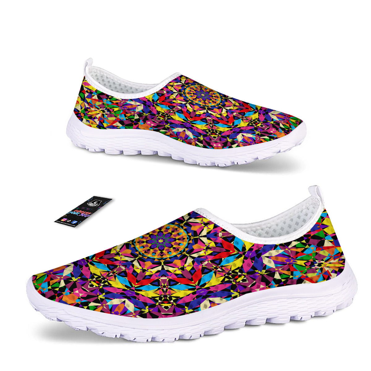 Kaleidoscope Colorful Print Nurse Shoes-grizzshop