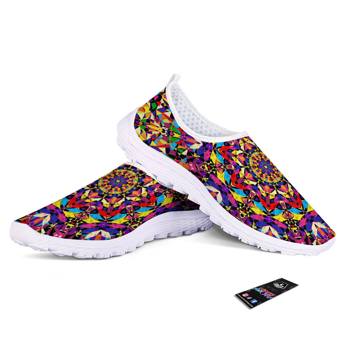 Kaleidoscope Colorful Print Nurse Shoes-grizzshop