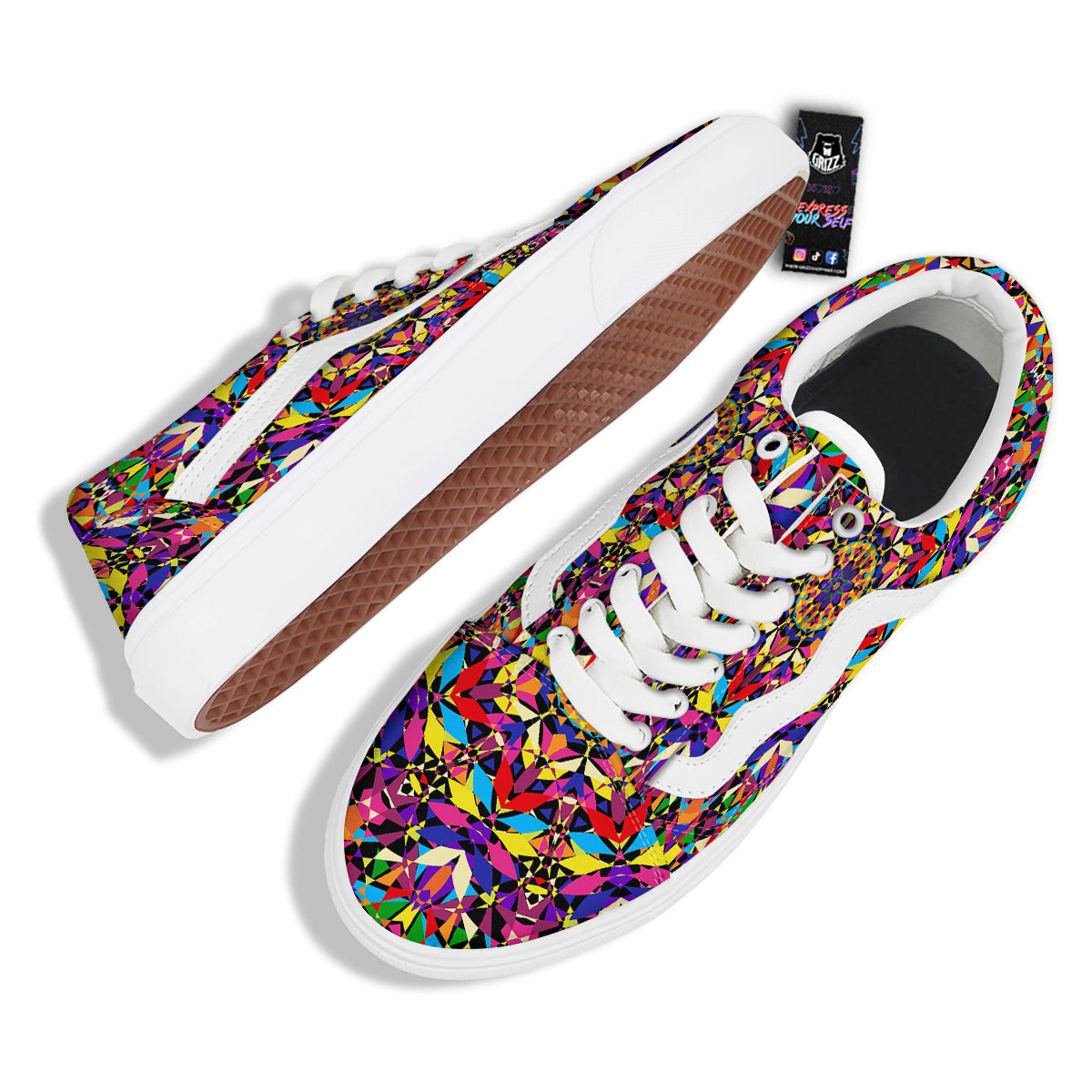 Kaleidoscope Colorful Print Skate Shoes-grizzshop