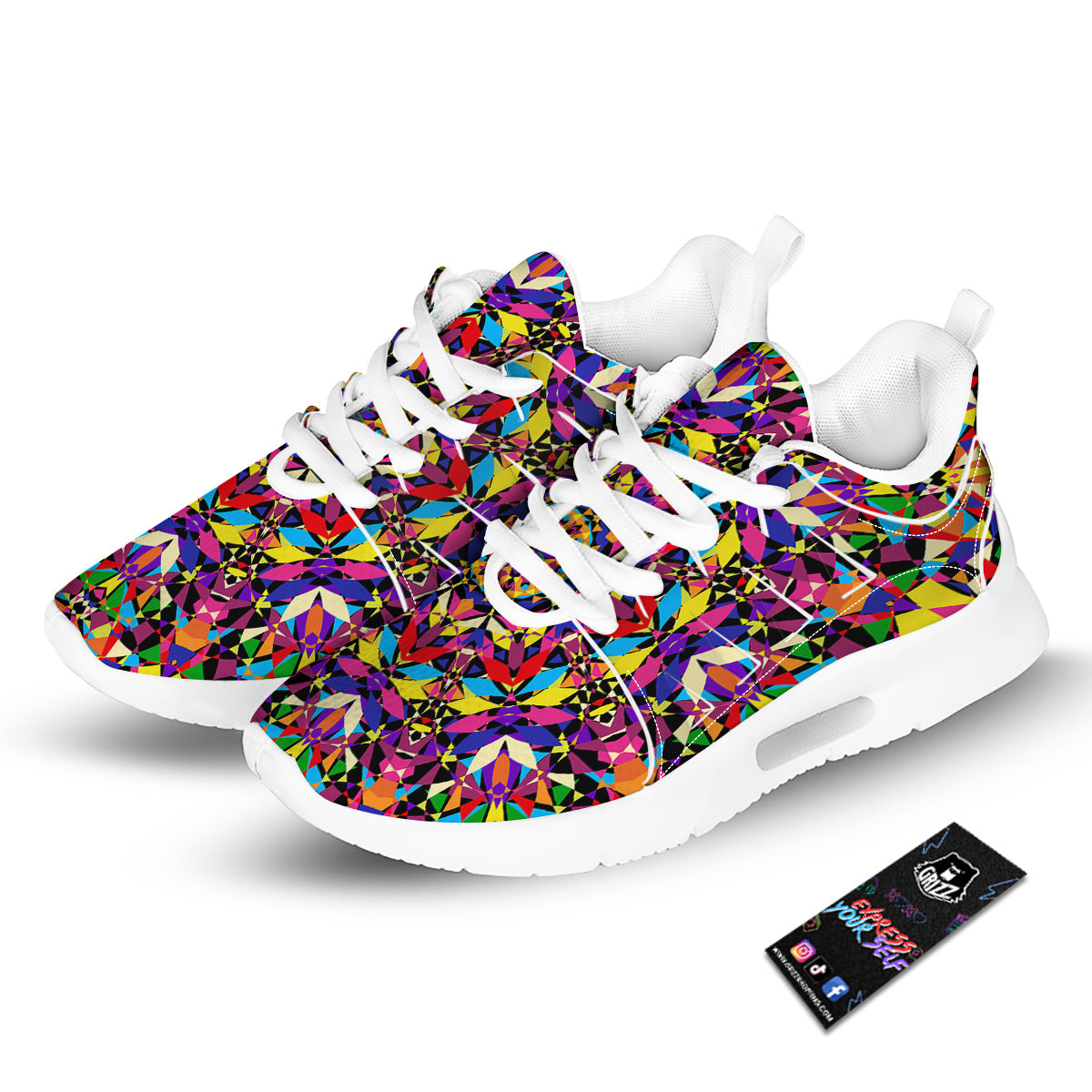 Kaleidoscope Colorful Print Tennis Shoes-grizzshop