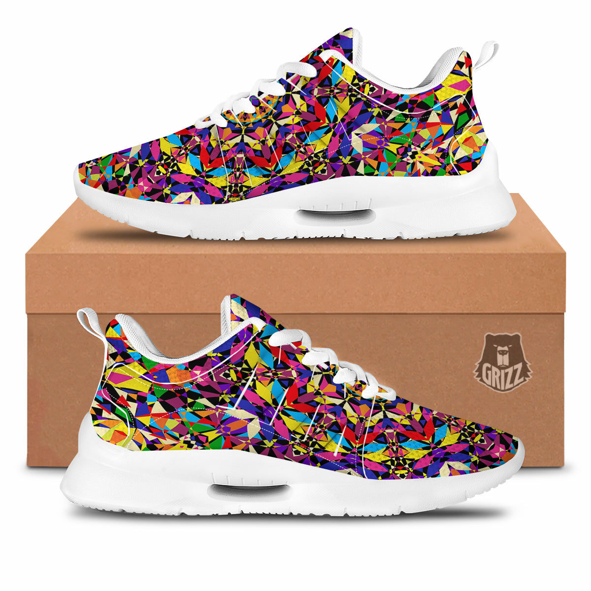 Kaleidoscope Colorful Print Tennis Shoes-grizzshop