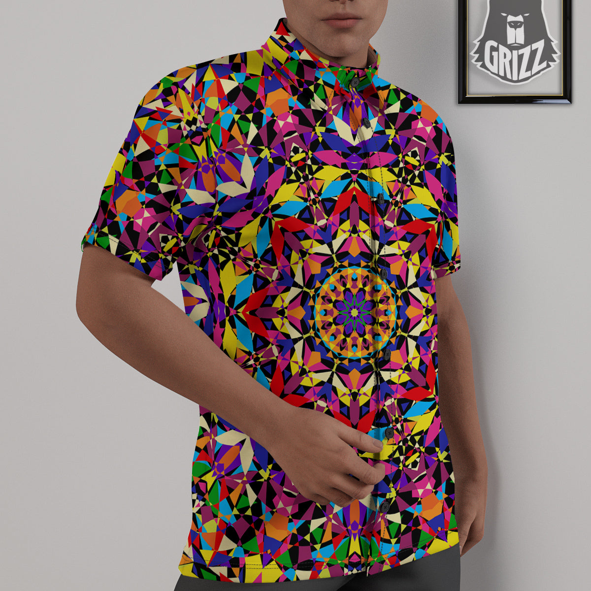 Kaleidoscope Colorful Print Untucked Shirts-grizzshop
